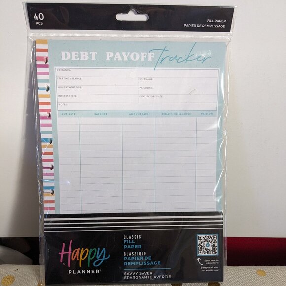The Happy Planner NWT Debt Payoff Tracker Classic Filler Paper - Picture 1 of 4